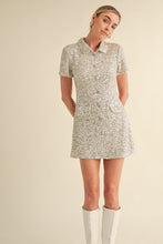 Load image into Gallery viewer, Champagne Sequin Knit Polo Mini Dress
