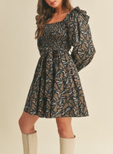 Load image into Gallery viewer, Fall Dreams Smocked Ruffle Shoulder Mini Dress
