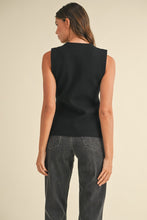 Load image into Gallery viewer, It-Girl Black Knit Crystal Button Vest
