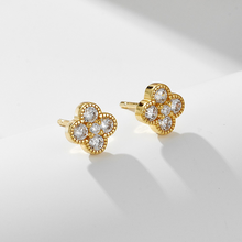 Load image into Gallery viewer, Pretty Little Clover Gold Earrings
