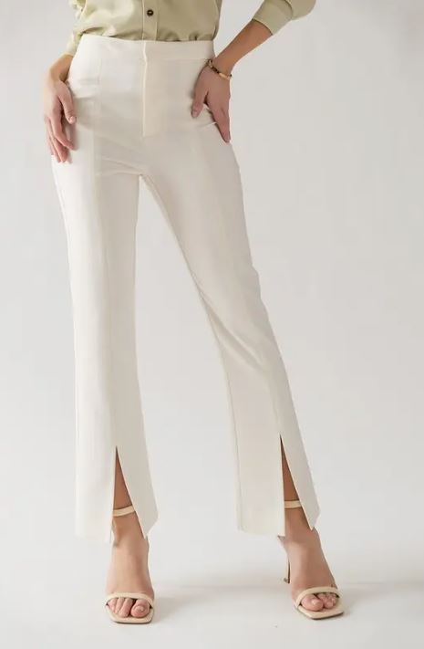 Front Slit Ivory Trouser Pants