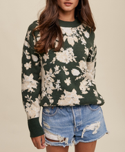Load image into Gallery viewer, Green Floral Crew Neck Sweater
