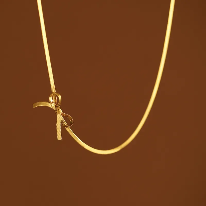 Bow Knot Gold Choker Necklace