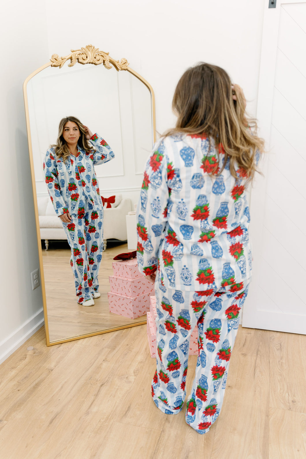 Ginger Jar Poinsettia Flannel PJ Set