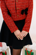 Load image into Gallery viewer, Merry Tweed Velvet Bow Blazer
