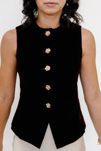 Load image into Gallery viewer, Plum Velvet Gold Button Vest Top
