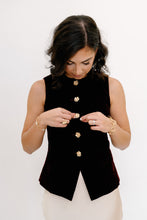 Load image into Gallery viewer, Plum Velvet Gold Button Vest Top
