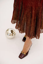 Load image into Gallery viewer, Mock Neck Shimmer Pleated Midi Sweater Dress
