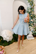 Load image into Gallery viewer, Pretty Little Pearl Button Denim Flare Dress

