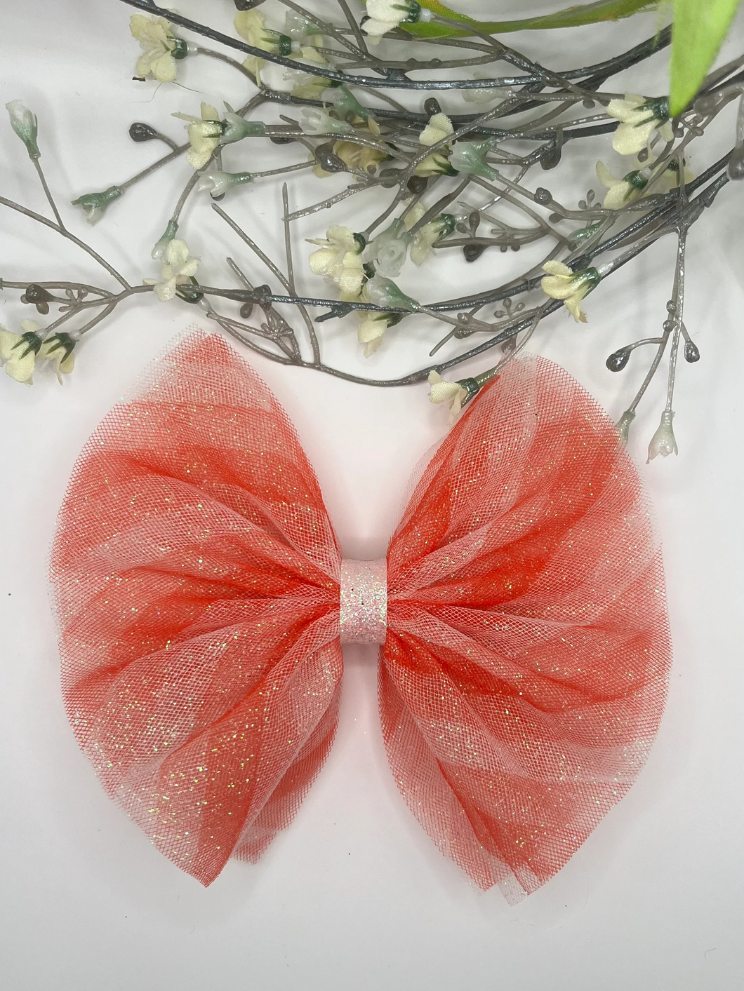 Candy Cane Stripe Tulle Hair Bow