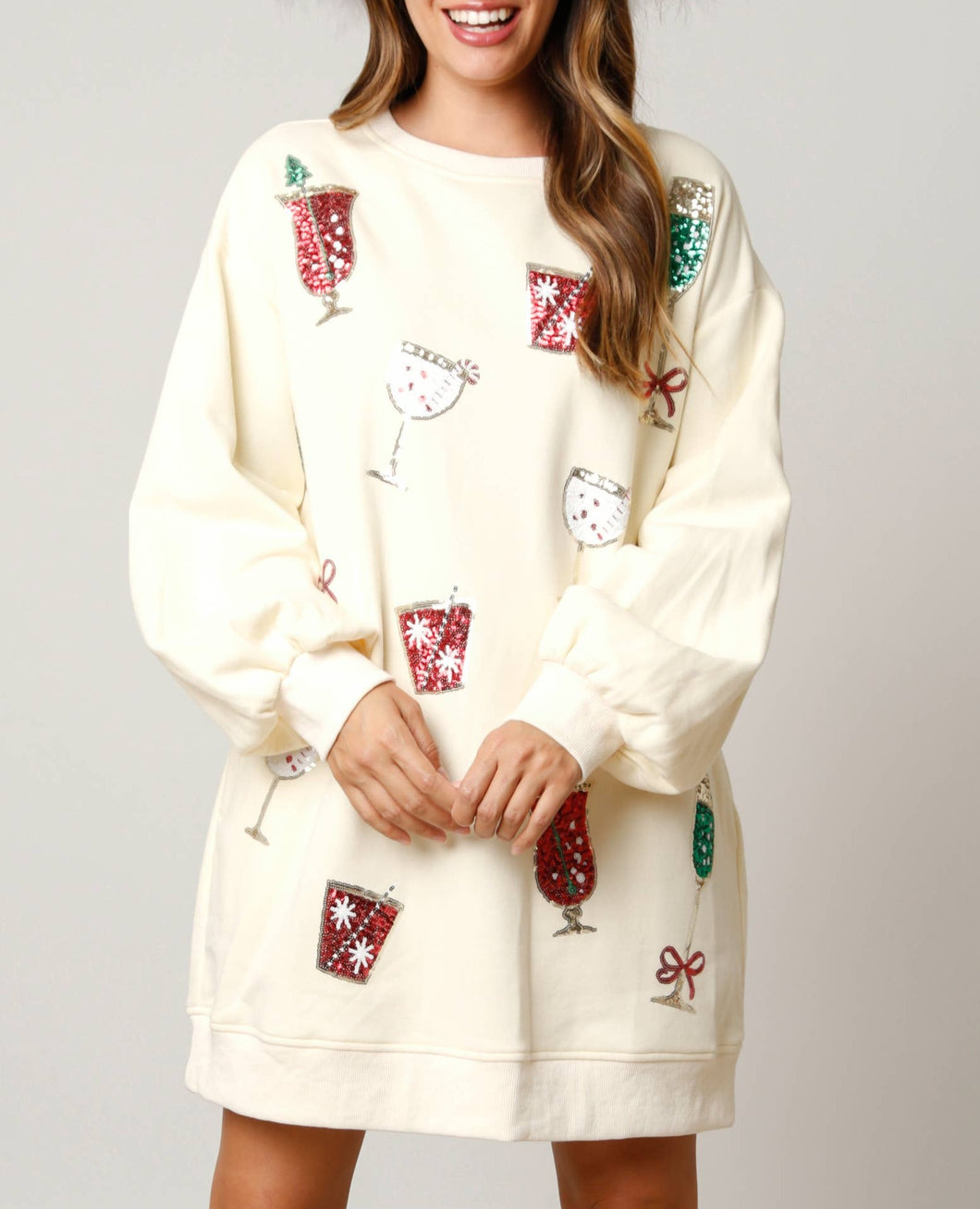 Christmas Cheers Cocktails Sweatshirt Dress