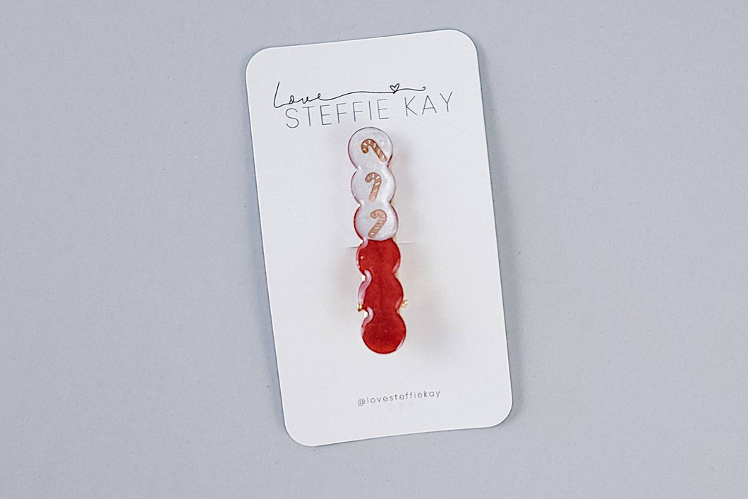 Candy Canes Single Scalloped Resin Clip