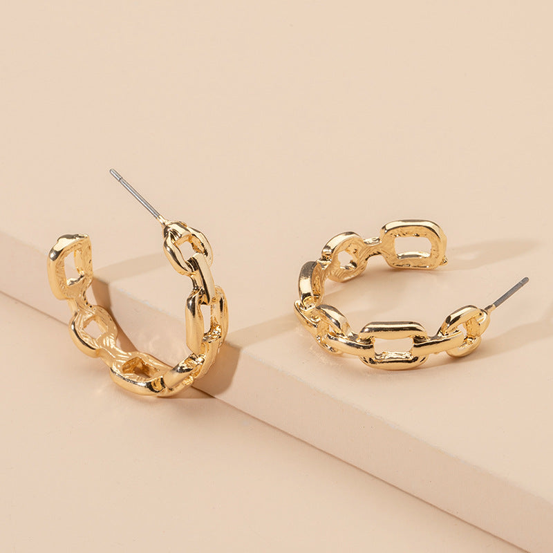 Small Chain Link Hoop Earrings