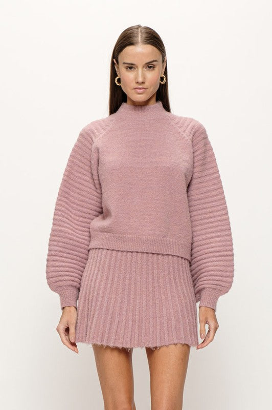 Gabrielle Pink Balloon Sleeve Sweater