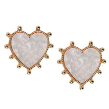 Load image into Gallery viewer, Pink Tortoise Statement Stud Heart Earrings
