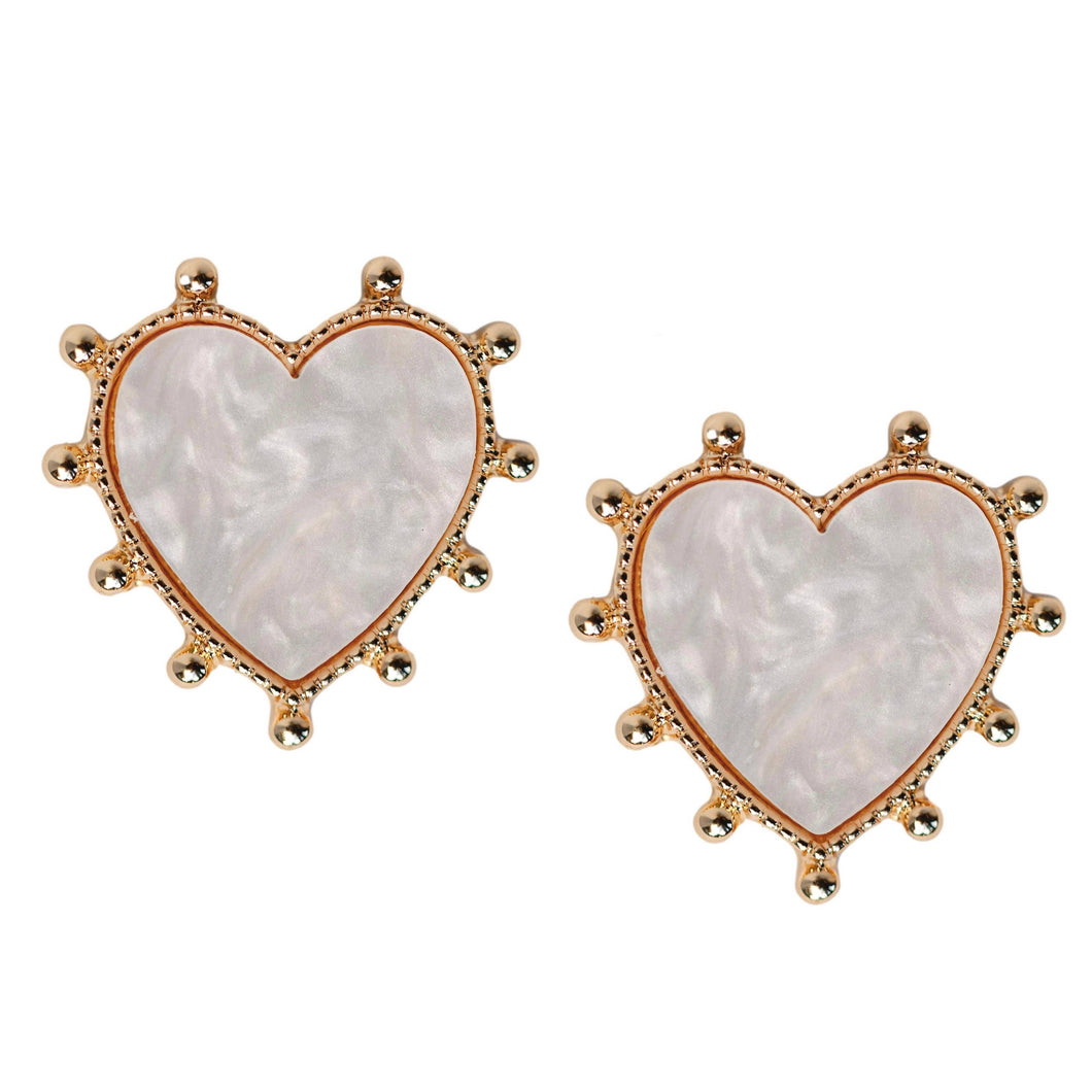 Pink Tortoise Statement Stud Heart Earrings