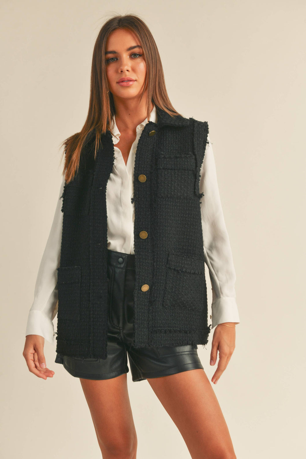 City Chic Black Tweed Vest