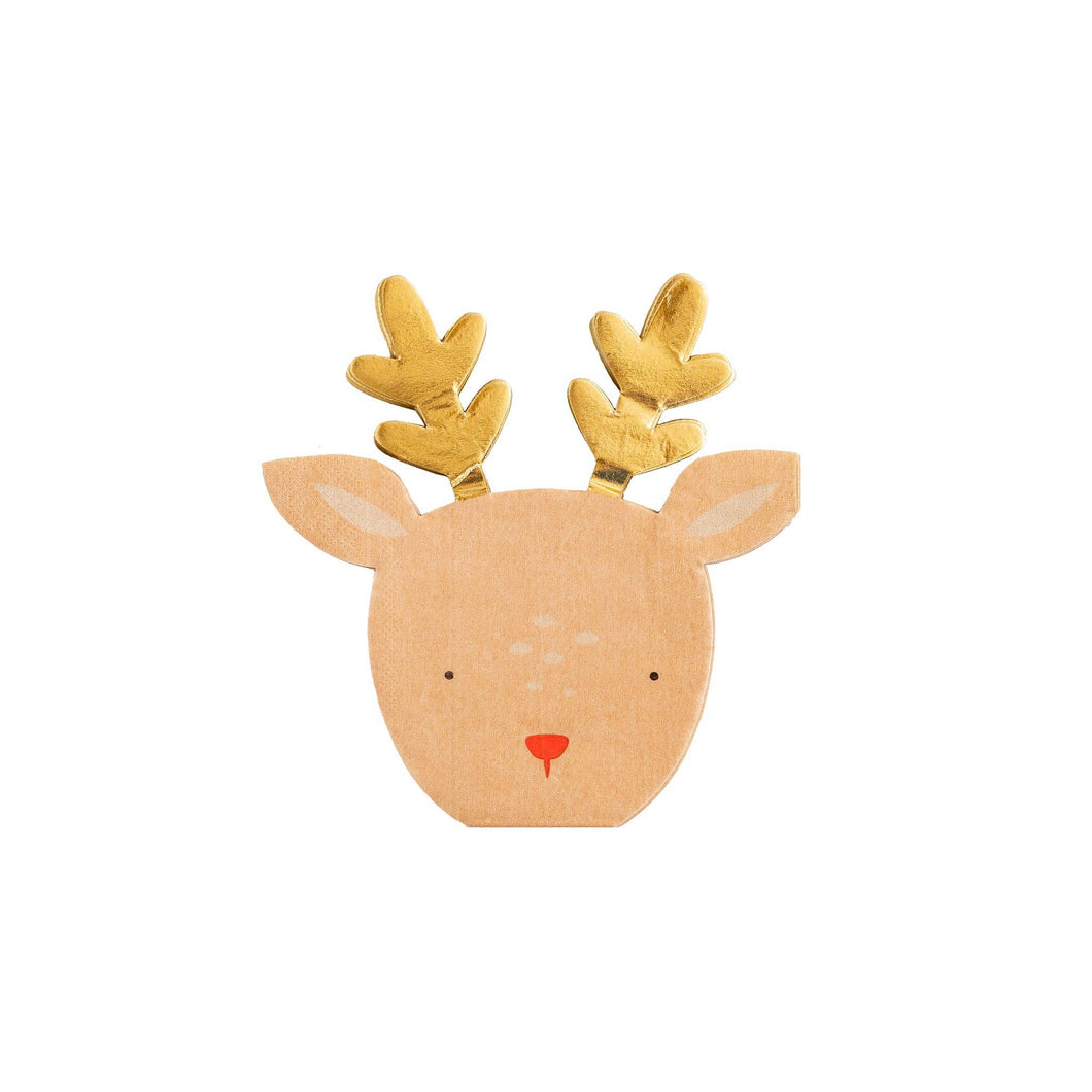 Dear Rudolph Reindeer Shaped Guest Napkin Set of 18