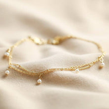 Load image into Gallery viewer, Pearl &amp; Chain Gold Anklet Set
