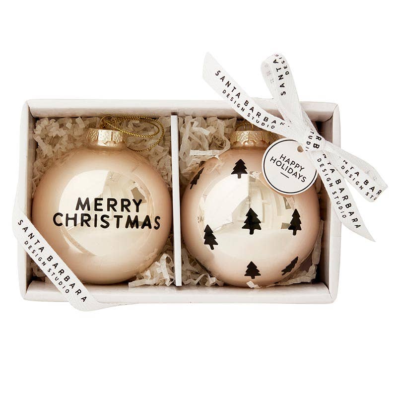 Merry Christmas Glass Ornament Gift Set