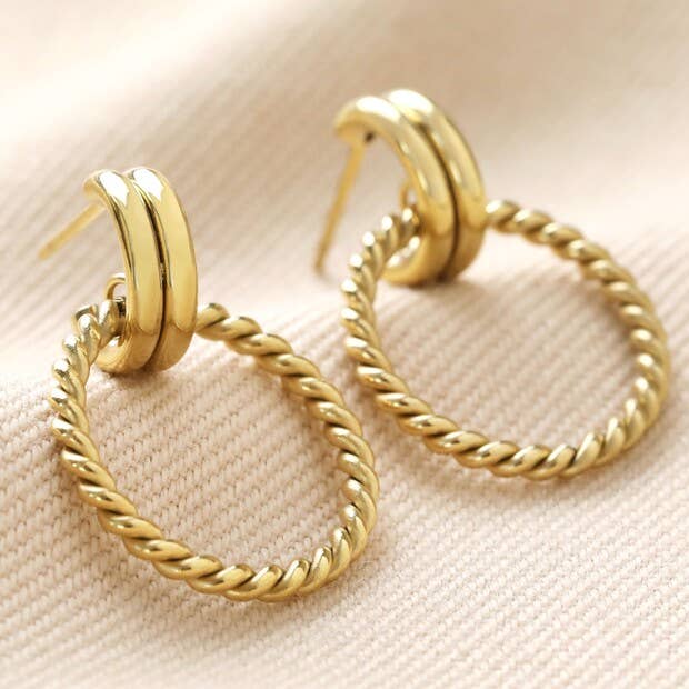 Twisted Rope Gold Drop Earrings