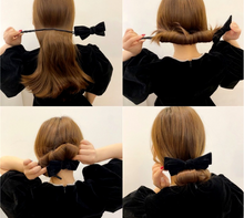Load image into Gallery viewer, Velvet Black Bow Hair Curler
