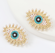 Load image into Gallery viewer, The Sifnos Evil Eye Statement Earrings
