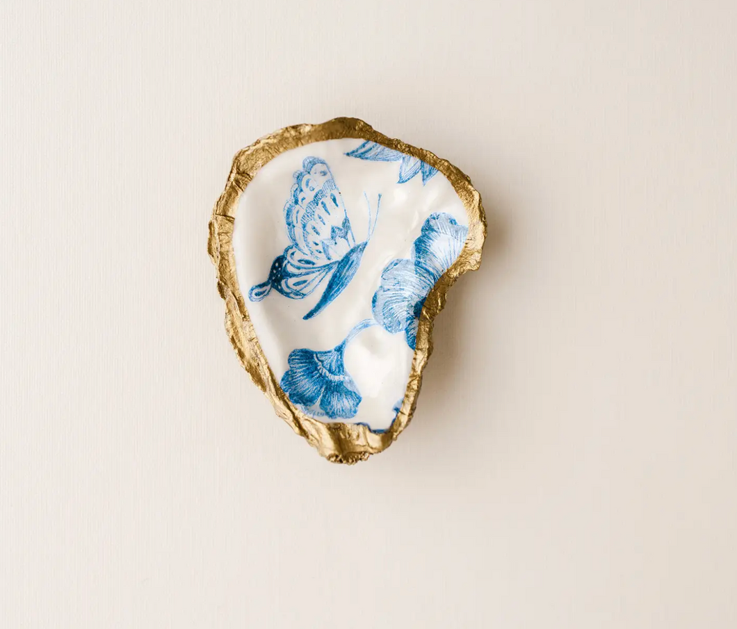 Butterfly Peony Oyster Jewelry Dish
