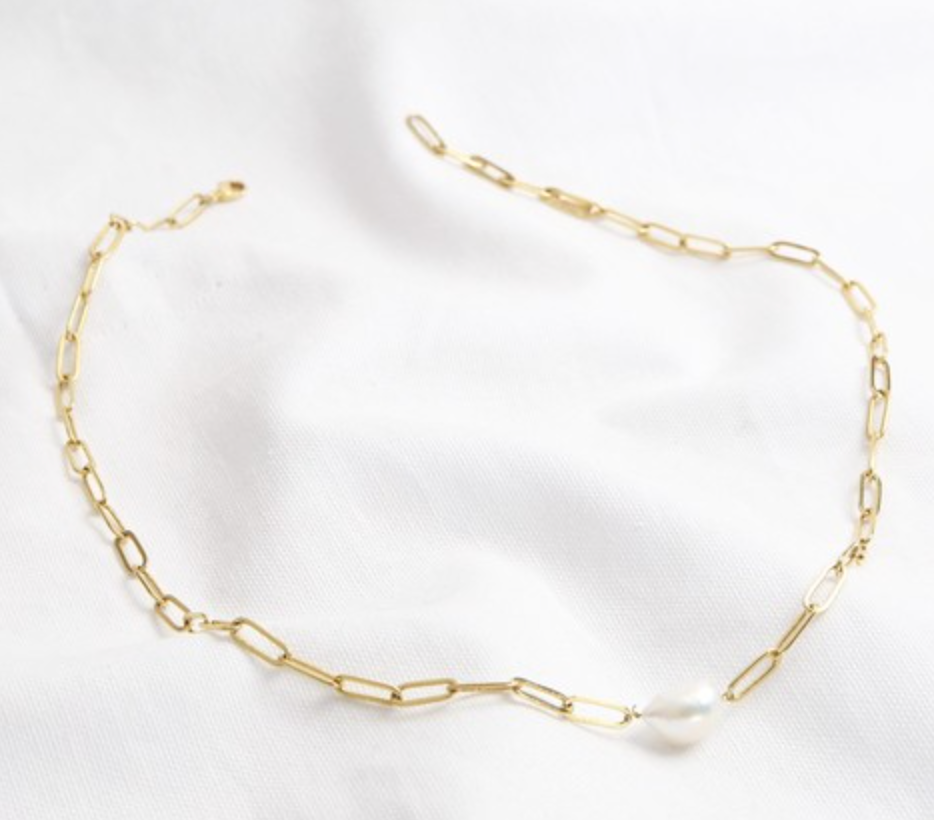 Gold Cable Chain Pearl Necklace/Bracelet