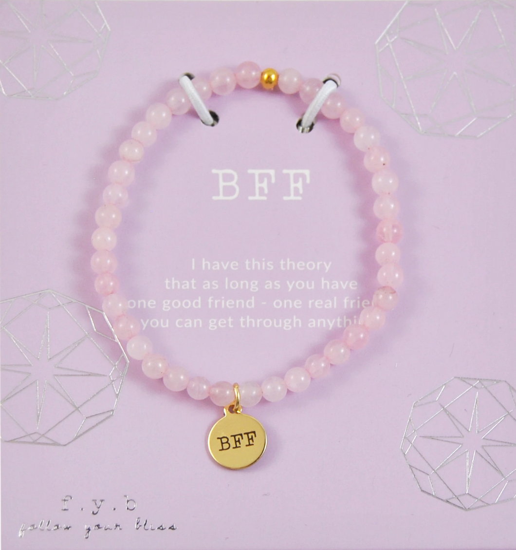 BFF Rose Quartz Charm Bracelet