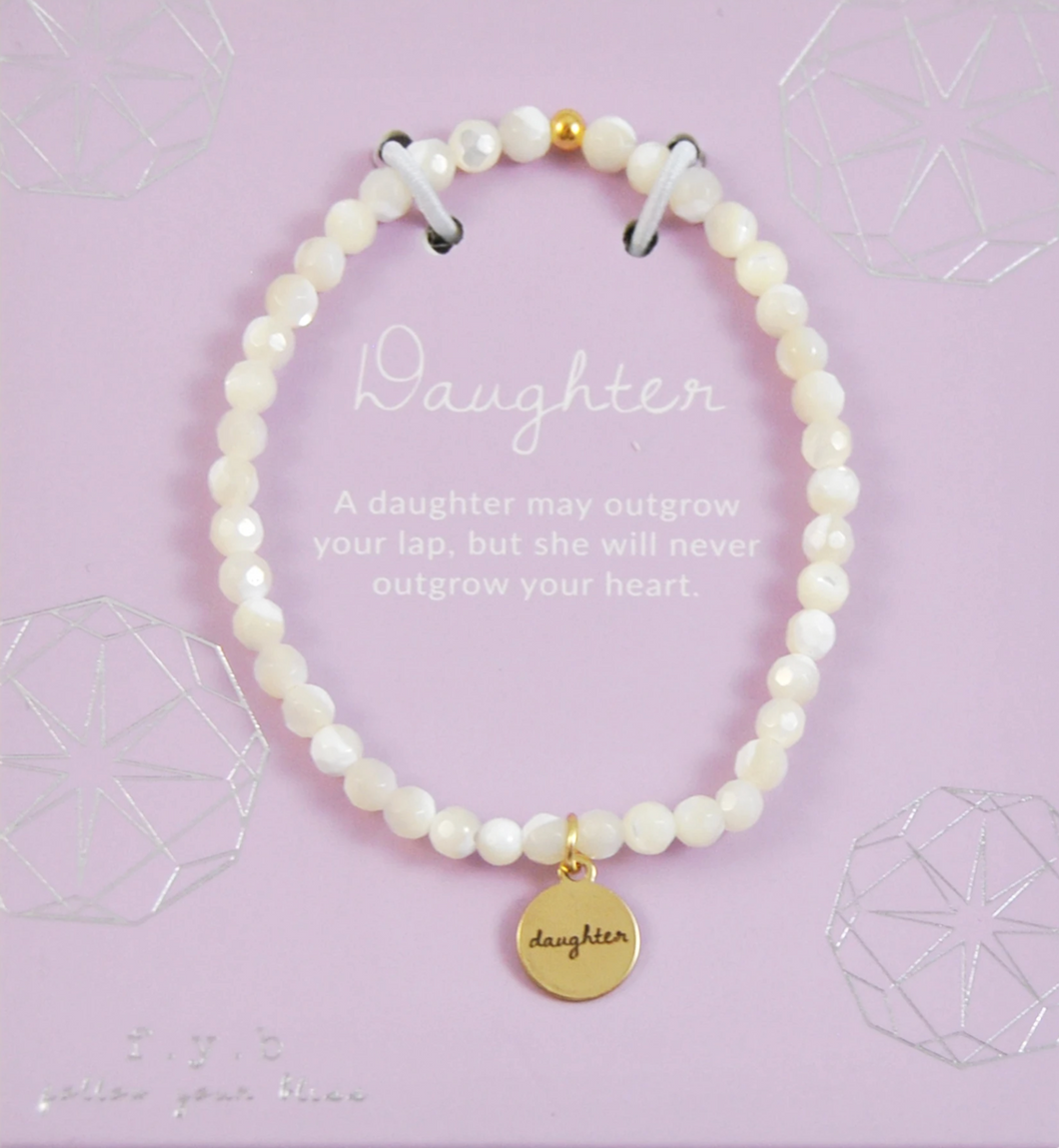 Daughter Mother of Pearl Charm Bracelet