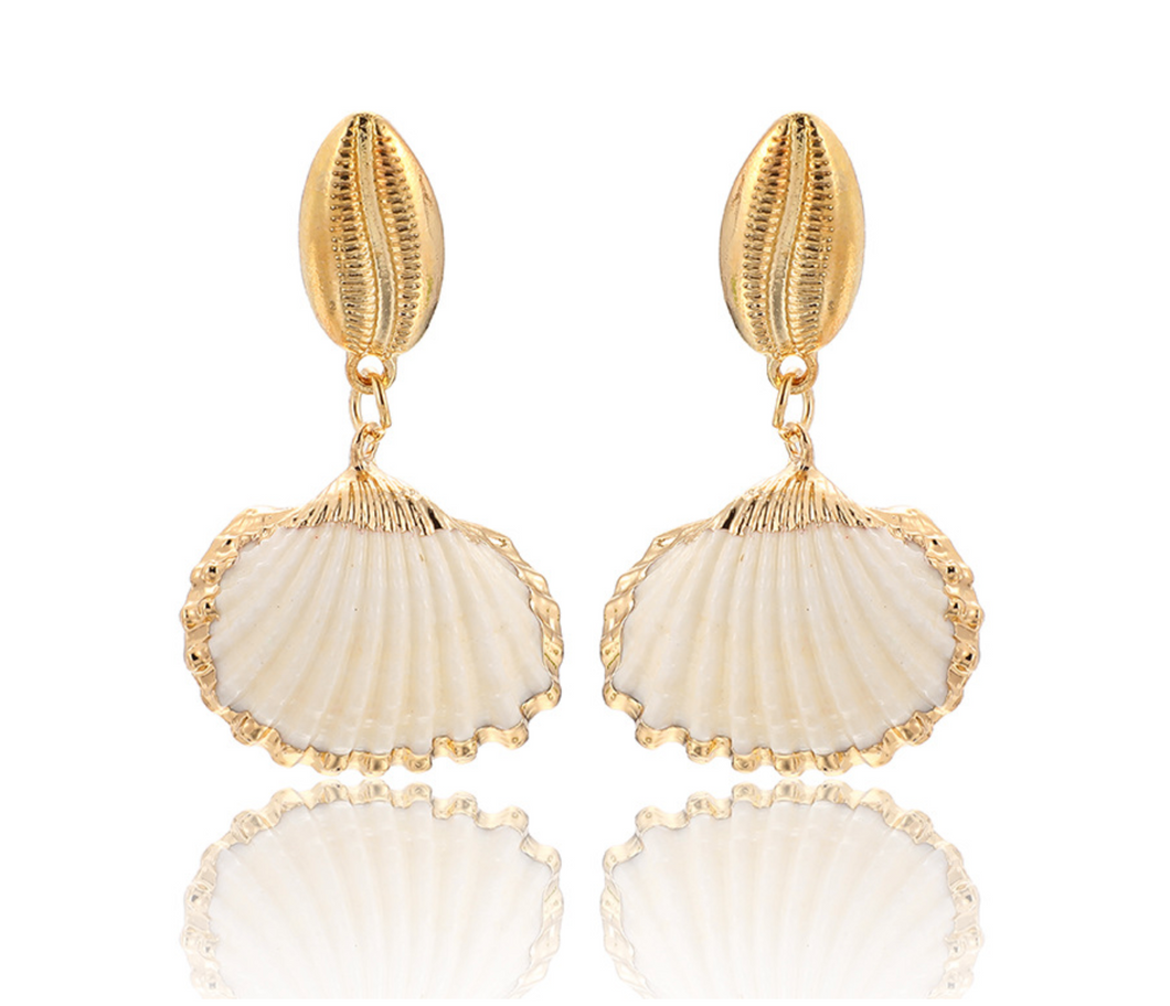 Gold Seashell Dangle Earrings