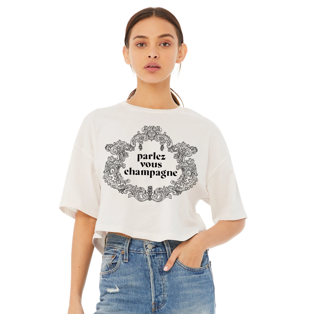 Parlez Vous Champagne Cropped Tee