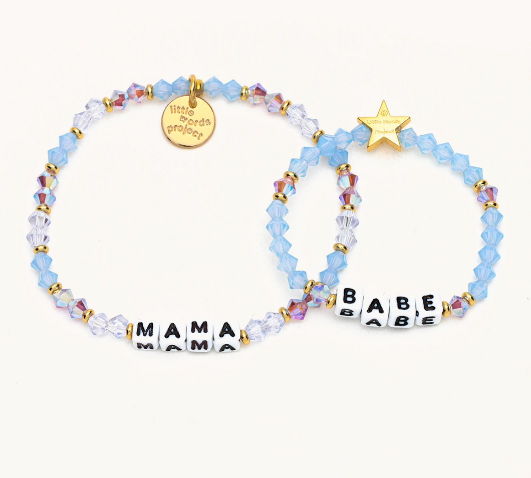 Mama & Babe Periwinkle Crystal Beaded Bracelet Set