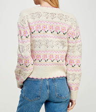 Load image into Gallery viewer, Floral Scallop Edged Jacquard Pointelle Cardigan
