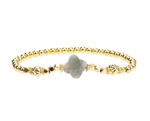 Load image into Gallery viewer, Four Leaf Clover Gold Beaded Bracelet
