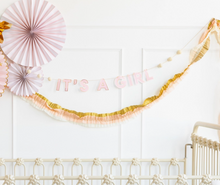 Load image into Gallery viewer, Cream/Pink/Gold Crepe Banner

