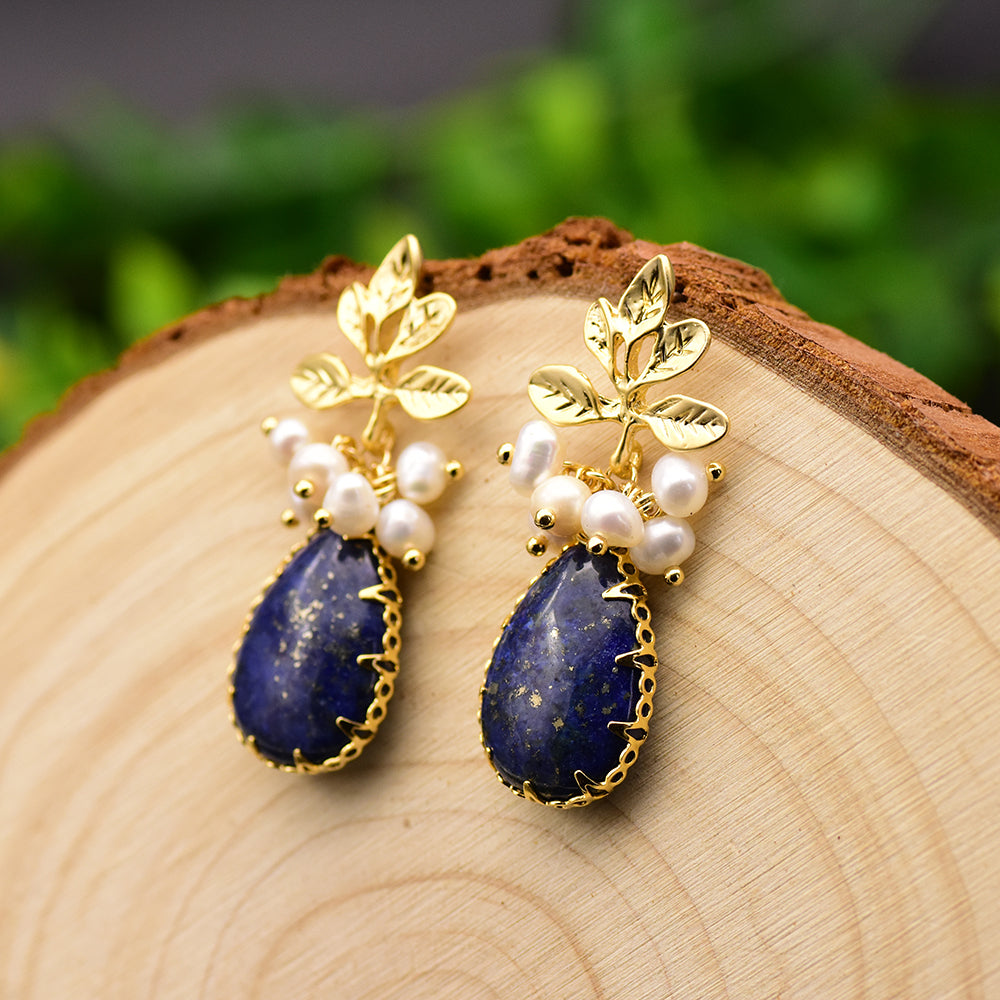 Jolie Perle Lapis Lazuli Dangle Earrings