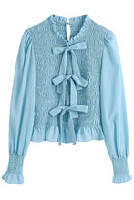 Load image into Gallery viewer, Front Bow Smocked Long Sleeve Top
