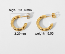 Load image into Gallery viewer, Twist C-shaped Gold Hoop Earrings
