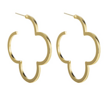 Load image into Gallery viewer, Four Leaf Clover Gold Hoop Earrings
