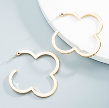 Load image into Gallery viewer, Four Leaf Clover Gold Hoop Earrings
