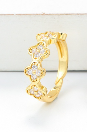 Gold Diamond Studded Clover Ring