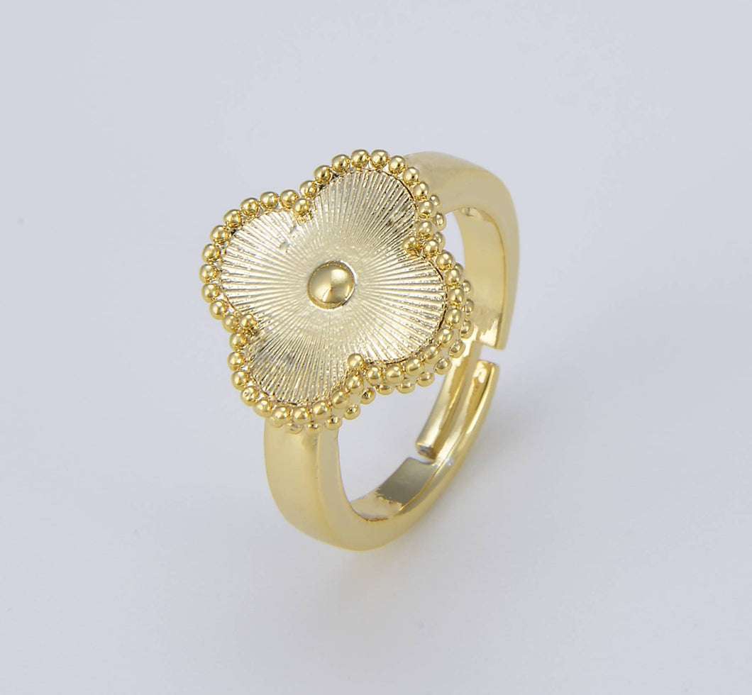 Four Leaf Clover Gold Adjustable Ring