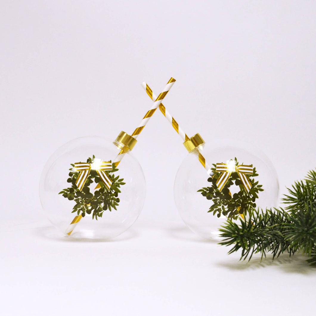 Wreath Ornament Drinking Glass Set of 2