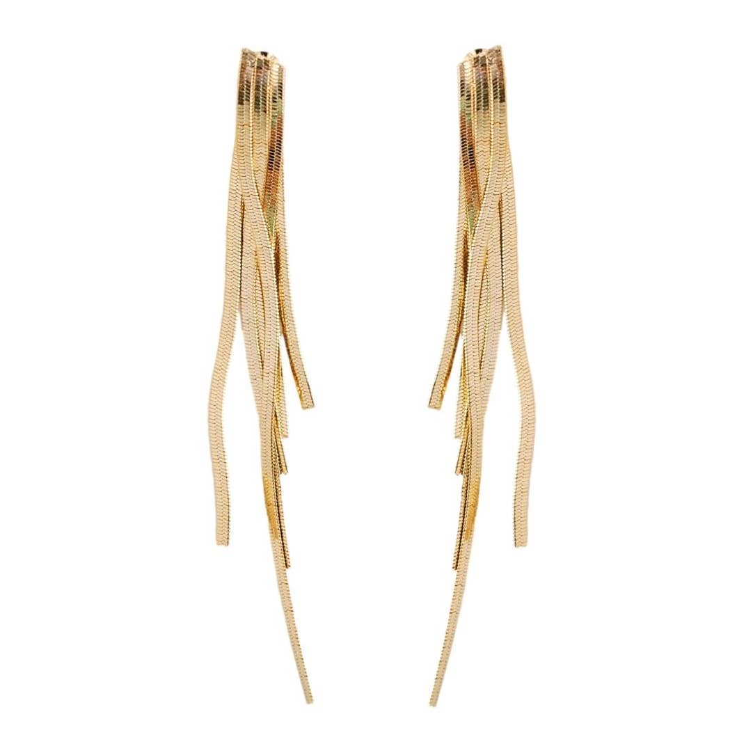 Skinny Gold Tassel Minimalist Statement Earrings