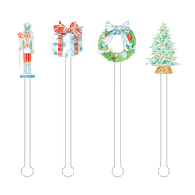 Load image into Gallery viewer, Christmas Watercolor Acrylic Stir Stick Set
