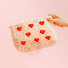 Load image into Gallery viewer, Hearts Pink Sherpa Teddy Pouch
