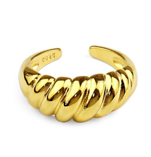 Gold Croissant Twisted Ring