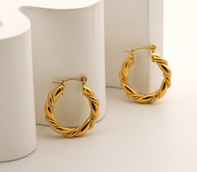 Load image into Gallery viewer, Twist Wreath Gold Hoop Earrings
